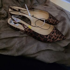 Jessica Simpson Brown Flats, Animal Print Black and Brown, Flat slingback